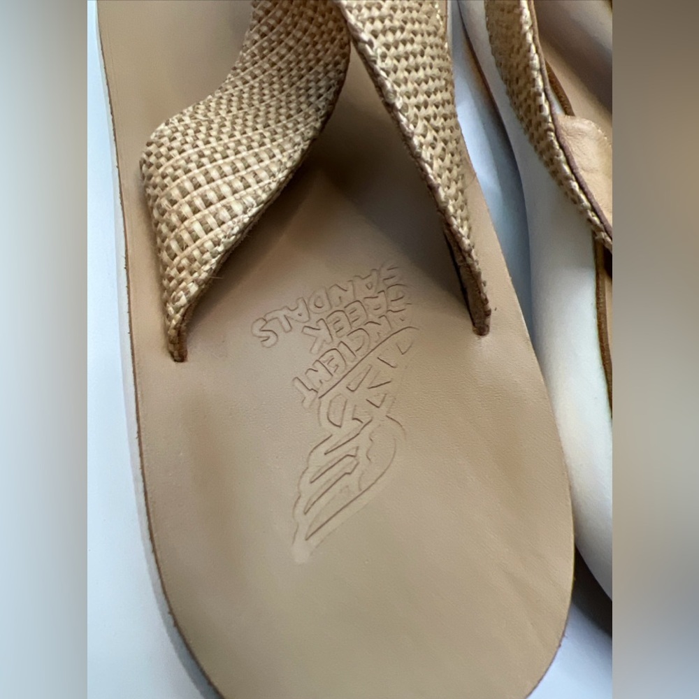 Ancient Greek Charys Comfort Sandals Womens 11 Raffia Chunky Sole New - Picture 7 of 10